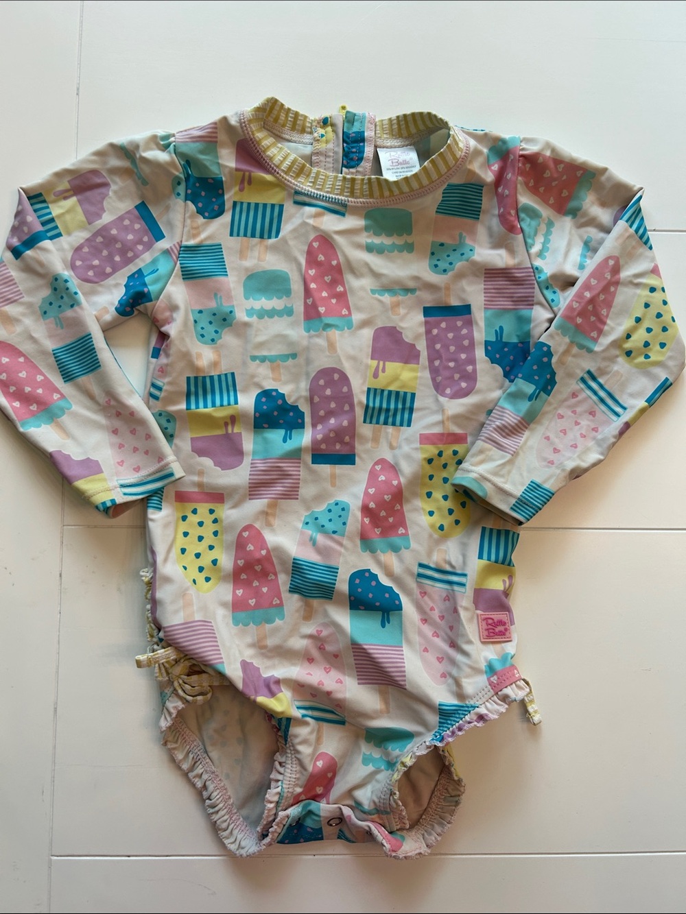 Long-Sleeve Kids One-Piece Swimsuit in Pastel Popsicle Print